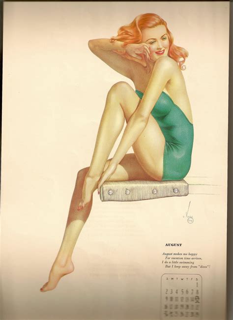 AUGUST Page 1942 Esquire VARGA Calendar PIN Up