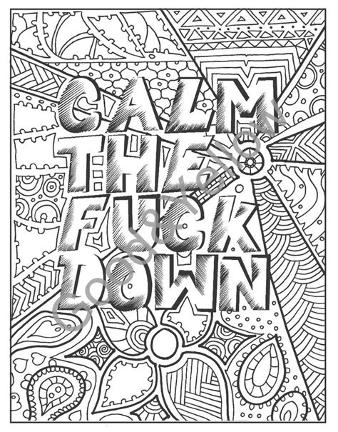 Adult Coloring Book Pdf Printable Instant Download Swear Etsy