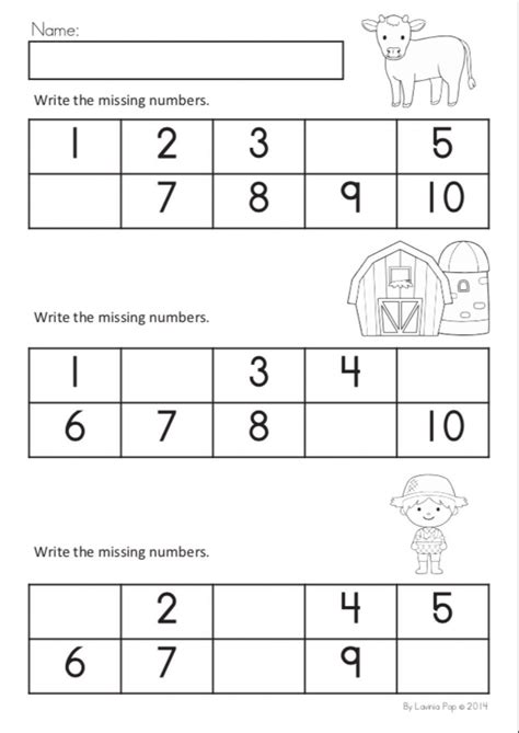 Missing Numbers Up To 10 Worksheets For Kindergarten