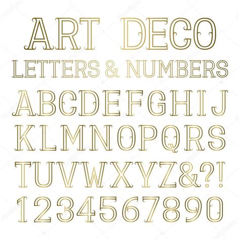 Shiny Gold Capital Letters And Numbers In Art Deco Style Stock Vector