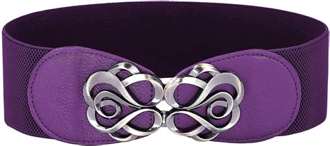 Womens Vintage Waist Belt Wide Leather Fashion Belt Medium Purple At
