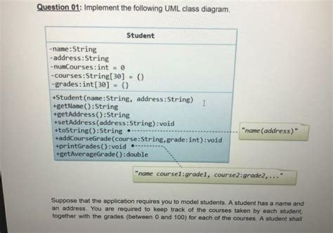 Solved Question 01 Implement The Following Uml Class