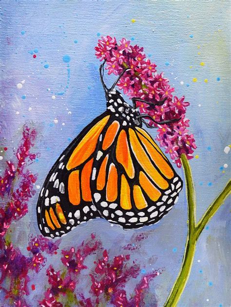 Original Monarch Butterfly Acrylic Painting Etsy Canada Butterfly
