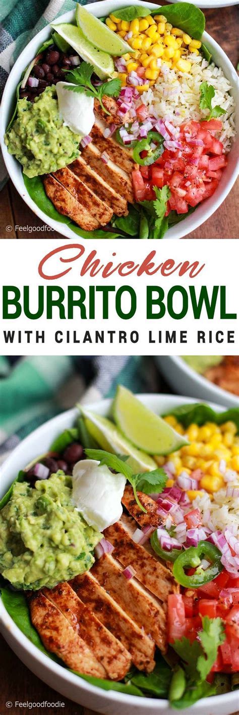 How to make cauliflower rice burrito bowls. Chicken Burrito Bowl | FeelGoodFoodie | Recipe | Rice ...