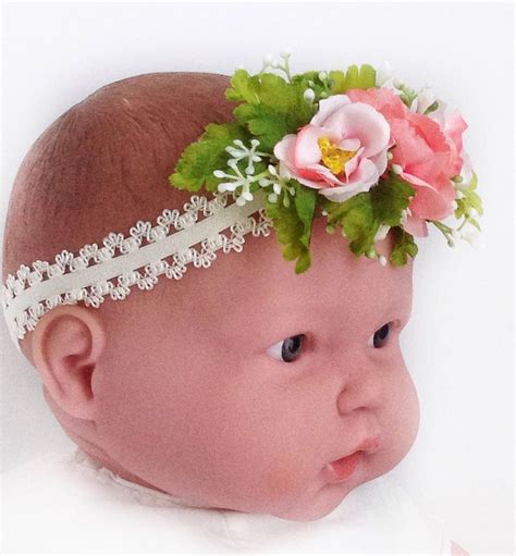 Coral Flower Headband Baby Flower Crown Flower Headband Etsy Baby