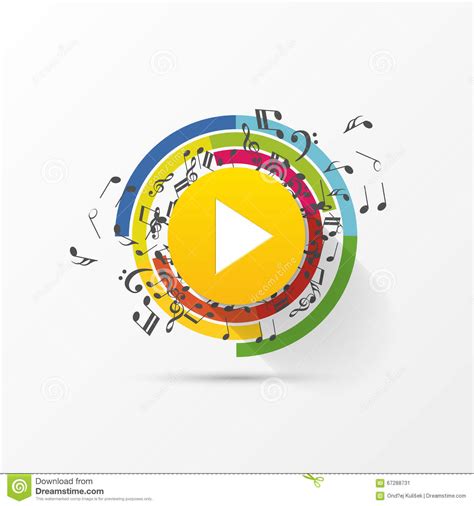 Abstract Music Play Button With Note Vector Stock Vector