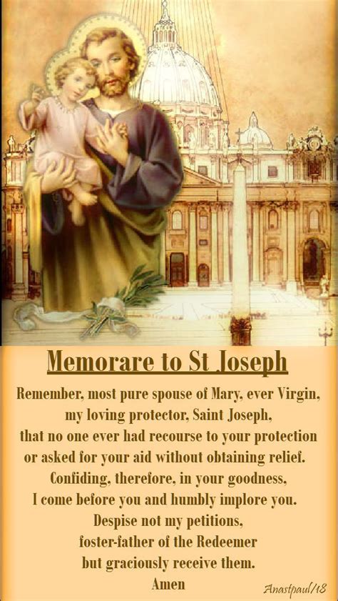 Memorare To St Joseph Remember Most Pure Spouse Of Mary Ever Virgin