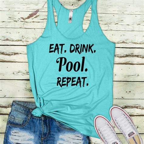 Eat Drink Pool Repeat Womens Racerback Tank Beach Tank Etsy España
