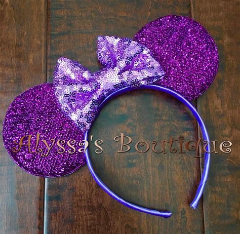 Minnie Mouse Ear Headband New Sparkly Shiny Purple Ears Big Lavender