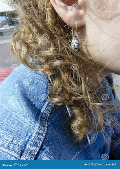 Girl S Curls And Earring Stock Image Image Of Style 127926749