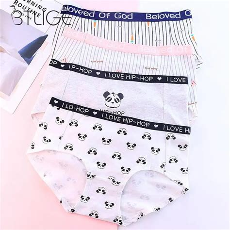 Cute Cartton Printed Girl Cotton Underwear Rabbit Panda Cat Stripes Women Female Brief