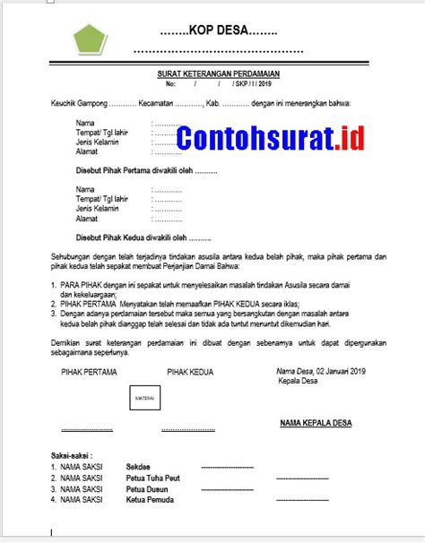Contoh Surat Perjanjian Damai Kecelakaan Lalu Lintas