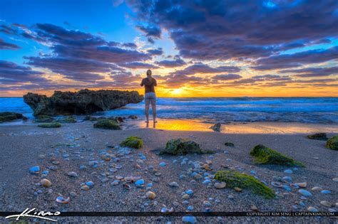 Girl On Beach Taking Sunrise Picture Hdr Photography By Captain Kimo