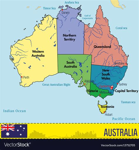 Australia Map With Capitals Cities And Towns Map