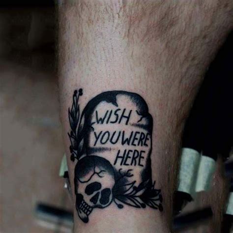 black traditional tombstone wish you were here tattoos for men pink floyd tattoo traditional