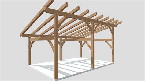 16x24 Lean To Shed Roof Plan 3d Model By Timber Frame Hq Efe99ad