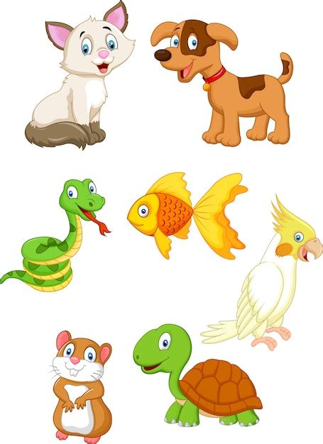 Conjunto De Colección De Mascotas De Dibujos Animados Vector Premium