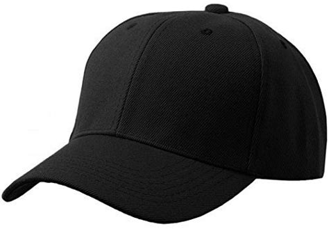Baseball Plain Cap Black One Size Fits All Visor Hats Plain
