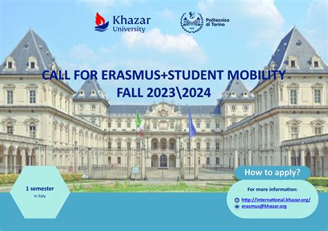 ERASMUS+ STUDENT MOBILITY FOR Politecnico di Torino, Italy 2023-2024