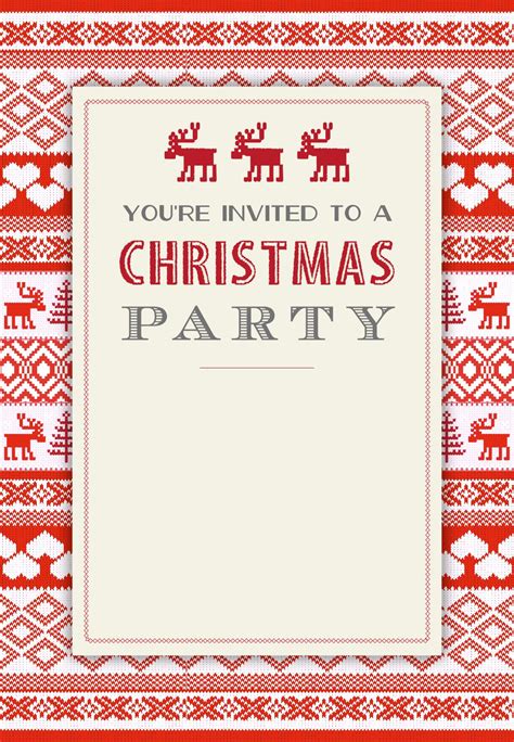 A Christmas Party Card With Reindeers And Snowflakes On The Border In