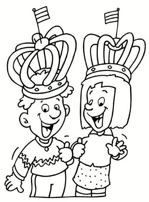Kleurplaat koning en koningin feestdagen. Kleurplaten Koninginnedag
