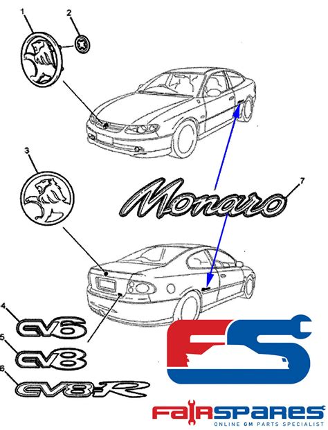 Nos Holden Monaro V Vy Vz Cv Rear Quarter Monaro Badge Emblem