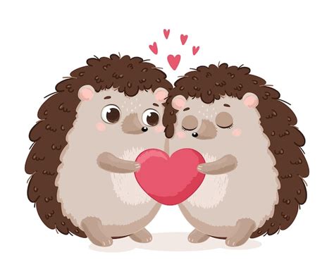 Premium Vector Cute Couple Of Hedgehogs In Love Valentines Day