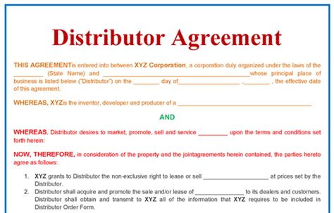 Exclusive Distribution Agreement Template Free Download Separation