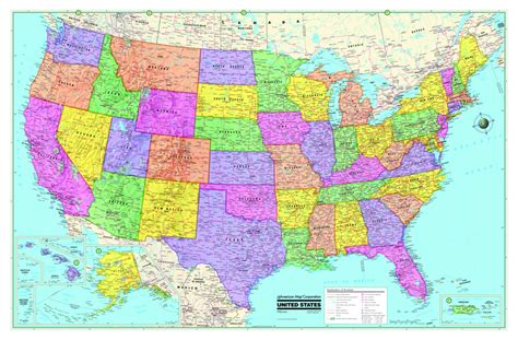 Usa United States Wall Map Paper Poster New Factory Folded Ebay