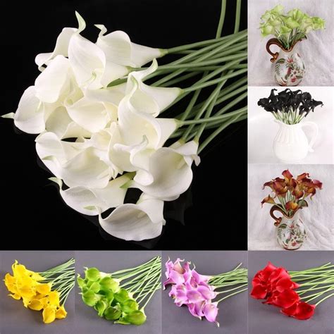 20 pack calla lily fake flowers wedding bouquet artificial real touch flowers home wedding party