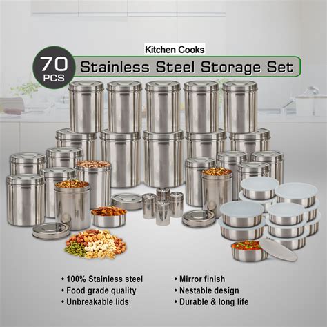 buy kitchen cooks 70 pcs stainless steel storage set online at best price in india on