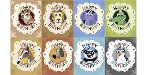Happy Birthday Cards With Animals Vector Free Download Vectorpicfree