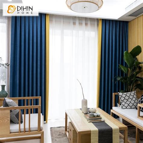 Dihin Home Modern Blue And Yellow Spliced Curtains，blackout Grommet