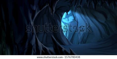 Dark Mystic Cave Landscape Background Cartoon Stock Illustration 1576780438