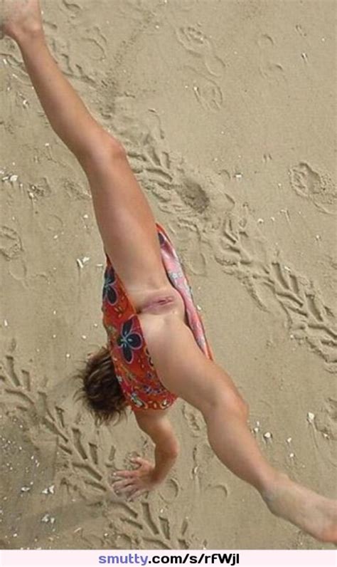 Upskirt Nonnude Handstand Beach Sand Pussy Shaved 20090 Hot Sex Picture