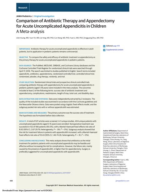 Pdf Comparison Of Antibiotic Therapy And Appendectomy For Acute