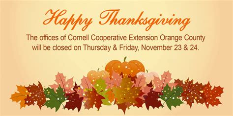 Cornell Cooperative Extension Thanksgiving Office Closing