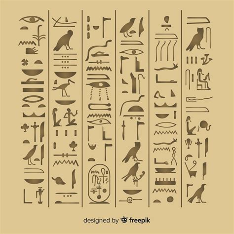 Premium Vector Ancient Egypt Hieroglyphics Background With Flat Design