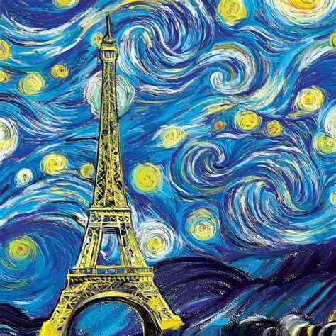 Eiffel Tower Starry Night Wall Art Painting