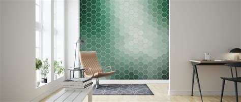 Emerald Green Hexagons Betaalbaar Fotobehang Photowall