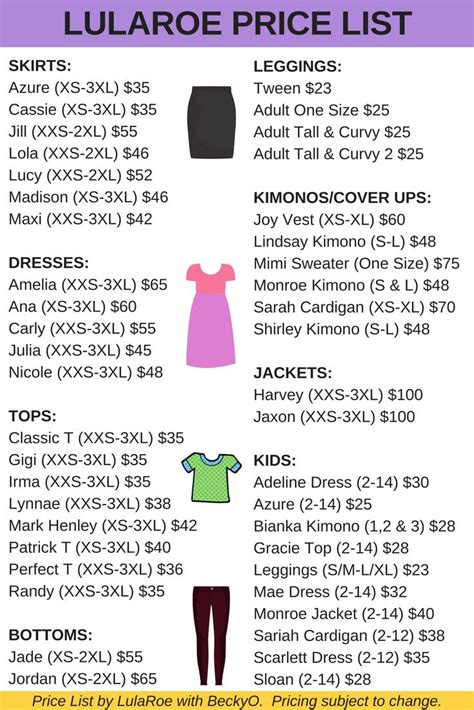Lularoe 2017 Price List With New Styles Gigi Lynnae Shirley Jaxon