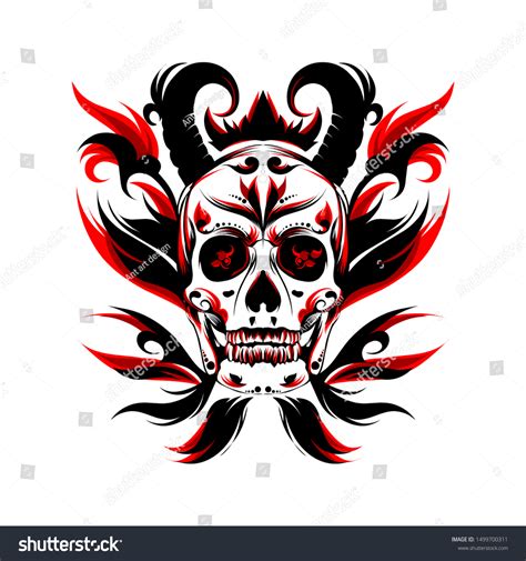 Illustration Tatto Red King Skull Royalty Free Stock Vector