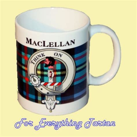 Maclellan Tartan Clan Crest Ceramic Mugs Maclellan Clan Badge Mugs Set
