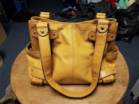 TIGNANELLO Yellow Tan Pebble Leather Satchel Handbag Gem