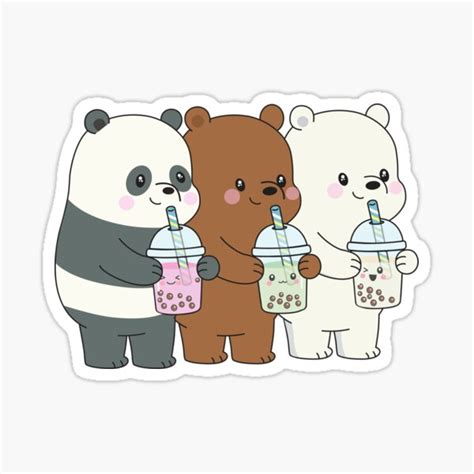 Stickers Labels And Tags Cute Bear Bear Boba 3 Colors Bubble Tea Sticker