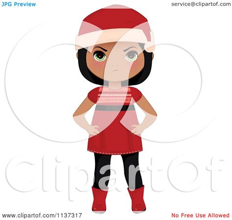 See more ideas about christmas cartoons, christmas drawing, christmas art. Cartoon Of A Mad Black Christmas Girl In A Red Dress Boots ...