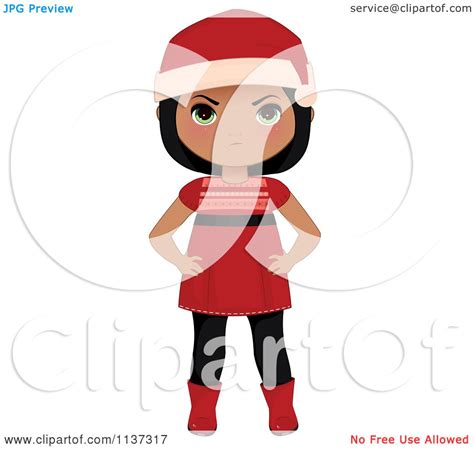 We have 62+ amazing background pictures carefully picked by our community. Cartoon Of A Mad Black Christmas Girl In A Red Dress Boots And Santa Hat - Royalty Free Vector ...