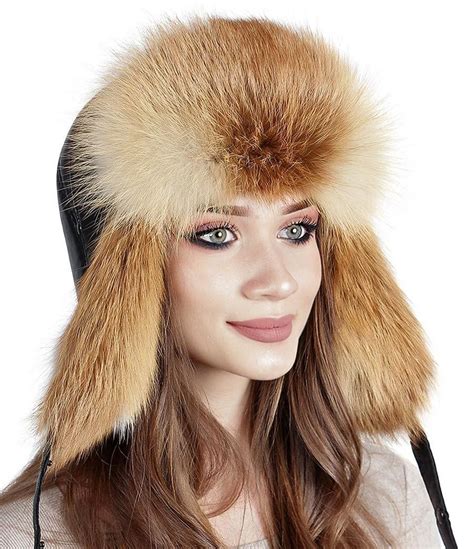 Russian Women’s Fox Fur And Genuine Leather Winter Trapper Hat Ushanka Russian Women Trapper