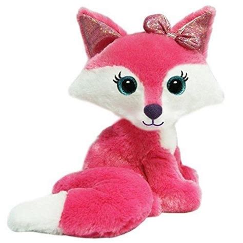 7 Inches Pink White Super Soft Stuffed Fox Toy Cute Face Fluffy Fuzzy