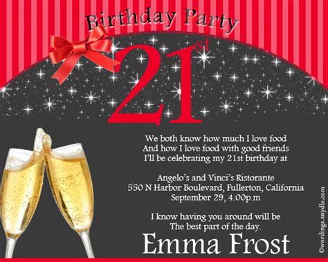 The 21st birthday invitation design has never been easier by using designcap's free birthday invitation maker. 21st Birthday Party Invitation Wording - Wordings and Messages